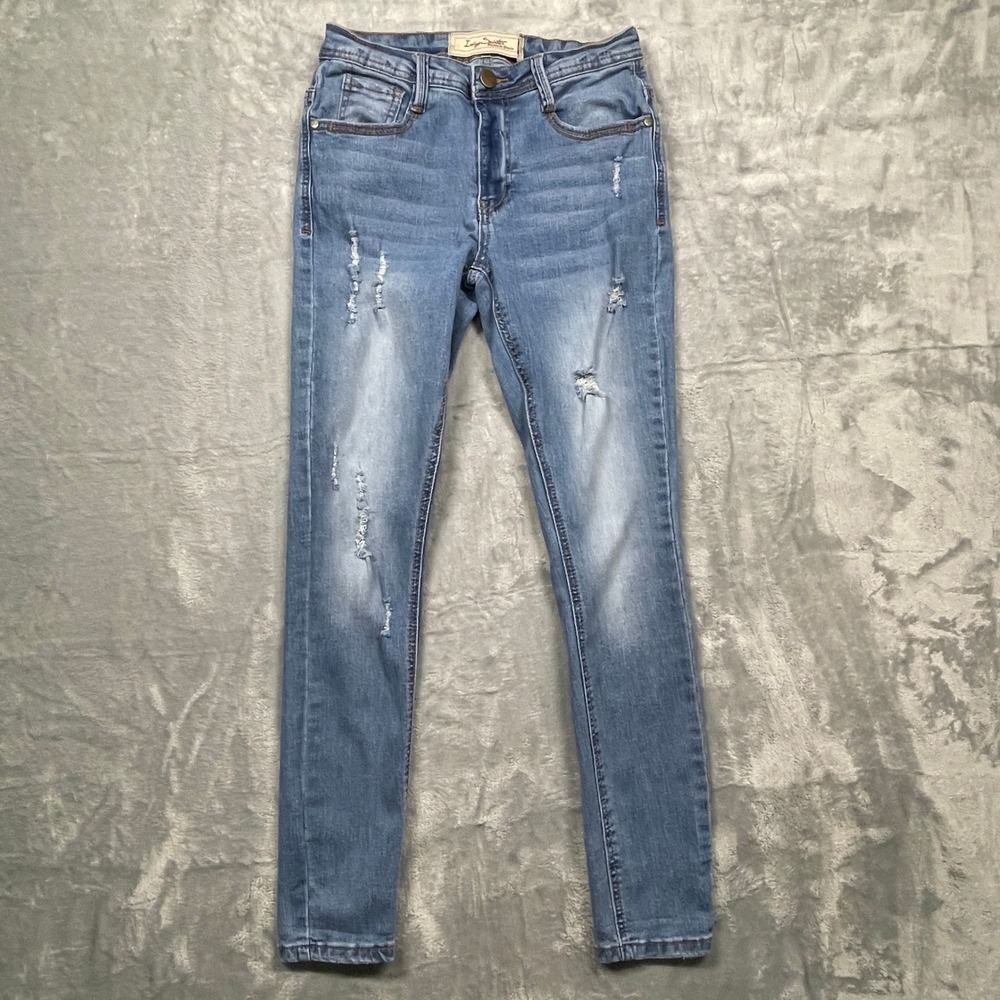 Indigo Saints Skinny Jeans Womens 25 Light Blue‎ Distressed Ripped Denim
